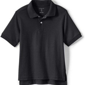 NWT LANDS' END SCHOOL‎ UNIFORM KIDS SS INTERLOCK POLO SHIRT BLACK MEDIUM 10-12